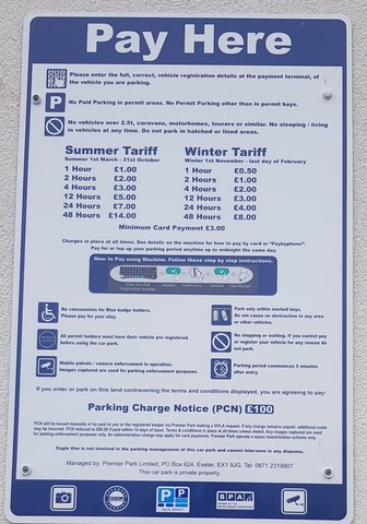 Exmouth Marina Car Park Tariff